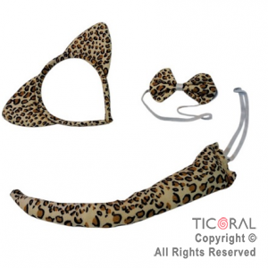 SET LEOPARDO MARRON VINCHA MOO Y COLA x 1